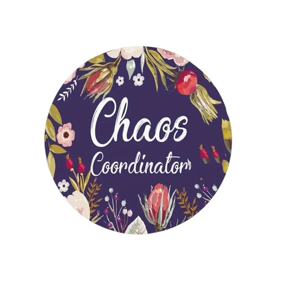 Chaos Coordinator Funny Purple Floral Non Skid Rubber Base Circular Mouse Pad - Picture 1 of 9